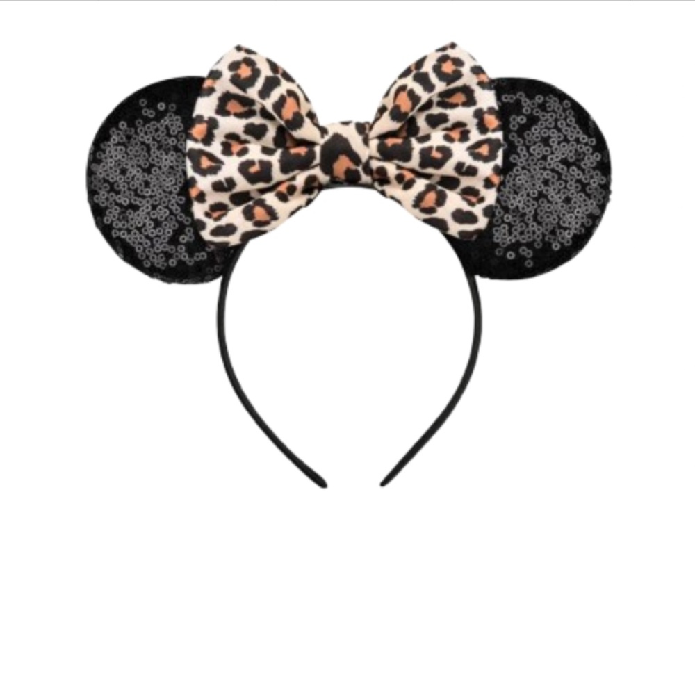 Mouse Ears Bow Headband - Leopard
